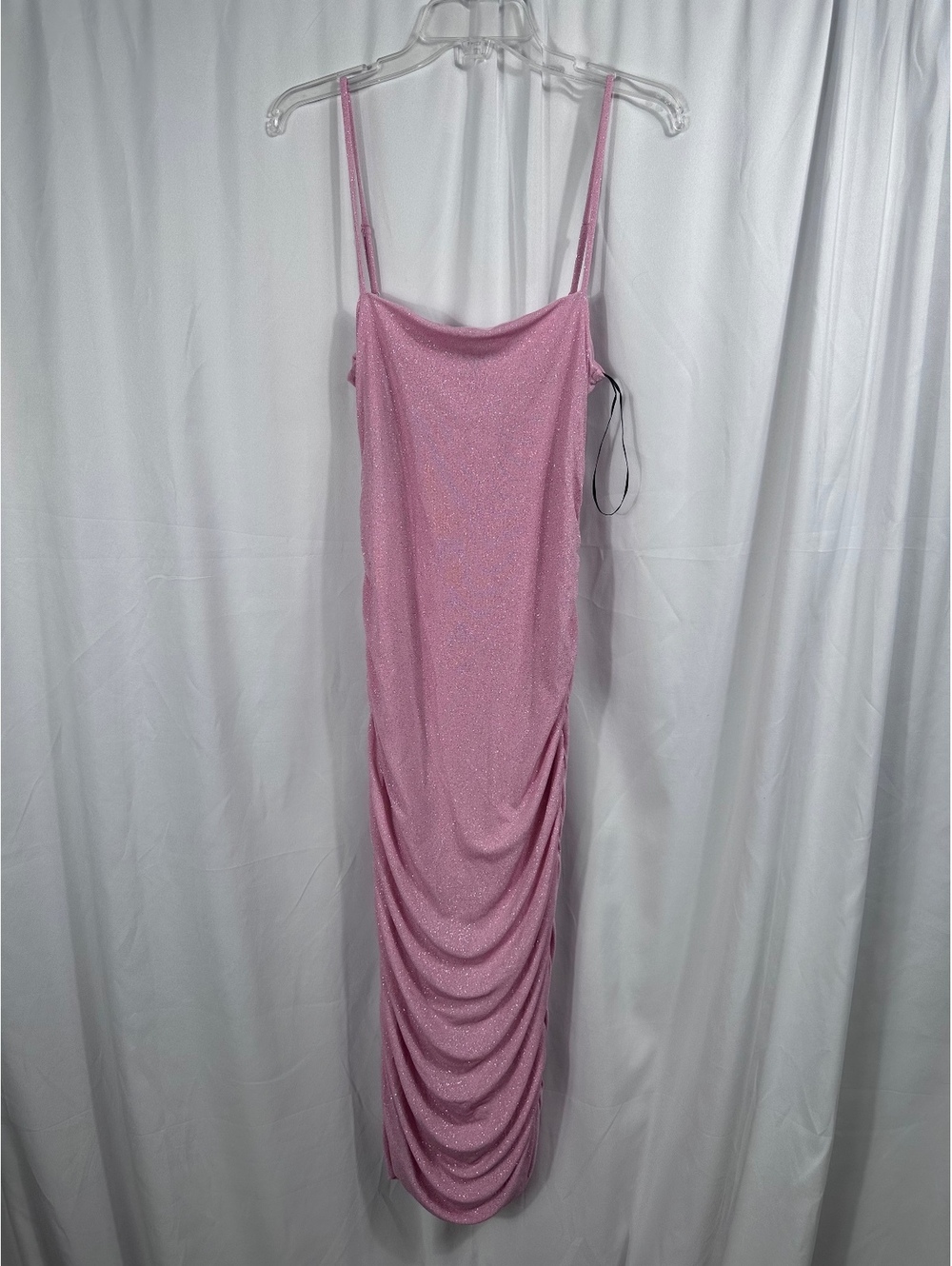 Forever 21 Mauve Sparkly Midi Dress with Spaghetti Straps, Size Large